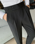 Men's Black Straight Fit Pleated Gurkha Pants